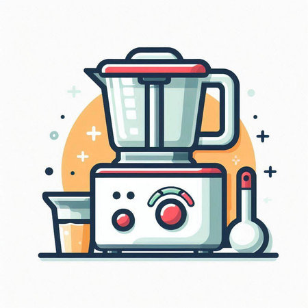 Kitchen appliances - blender, juicer, tea cup. Vector illustrationのイラスト素材