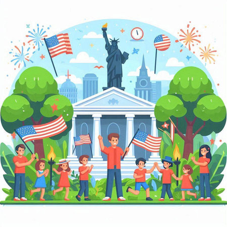 in the park. Flat style vector illustration.のイラスト素材