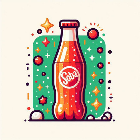 Vector illustration of a bottle of cola on a green background.のイラスト素材
