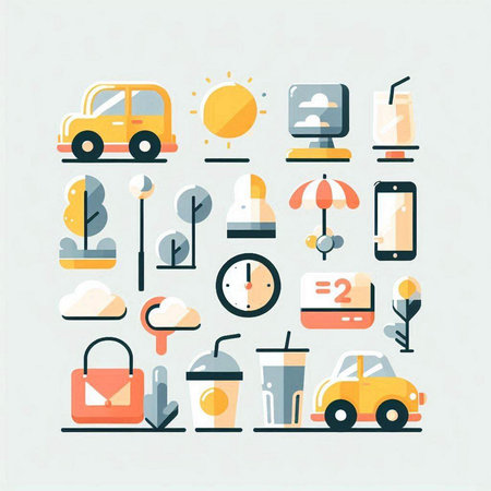 Set of flat icons on the theme of travel. Vector illustration.のイラスト素材
