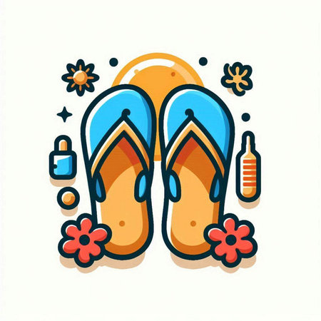 Flip flops icon. Vector illustration of a pair of flip flops.のイラスト素材