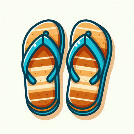 Flip flops. Vector illustration of a pair of flip flops.のイラスト素材