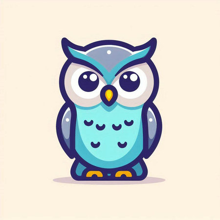 Cute cartoon owl. Vector illustration isolated on a white background.のイラスト素材
