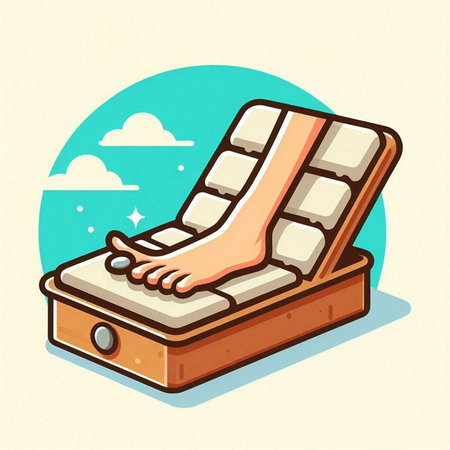 Wooden deck chair. Vector illustration of a wooden deck chair.のイラスト素材