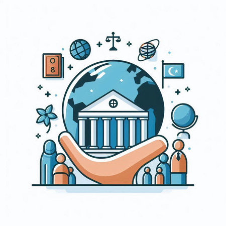 Flat line design vector illustration concept of online education, distance learning.のイラスト素材