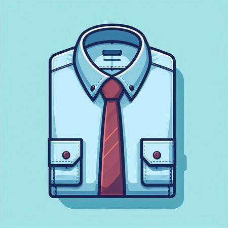 Illustration of a shirt with a tie on a blue background.のイラスト素材