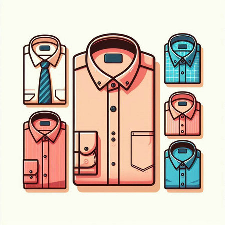 Set of men's shirts. Vector illustration in flat design style.のイラスト素材