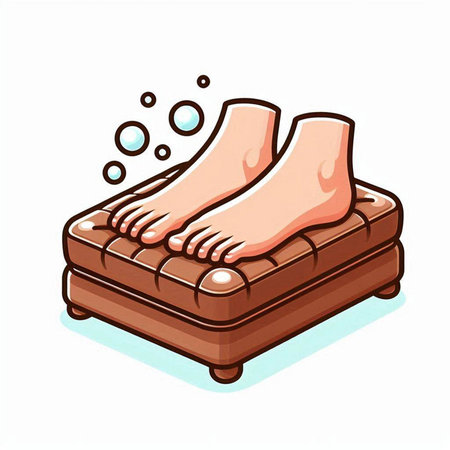 Illustration of a foot massage on a sofa in a spa salonのイラスト素材
