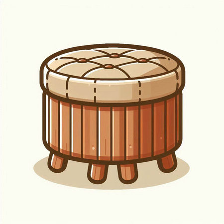 Wooden stool isolated on a white background. Vector illustration in cartoon style.のイラスト素材