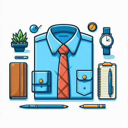 Men's shirt and accessories. Vector illustration in doodle styleのイラスト素材