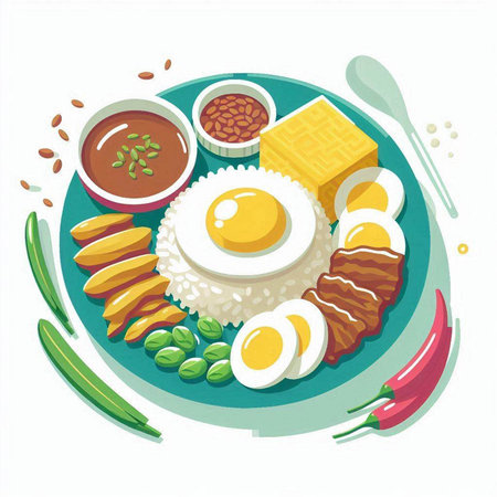 Illustration of Thai food on a white background. Vector illustration.のイラスト素材