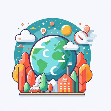 Earth day concept. Vector illustration in flat style. Earth day banner.のイラスト素材