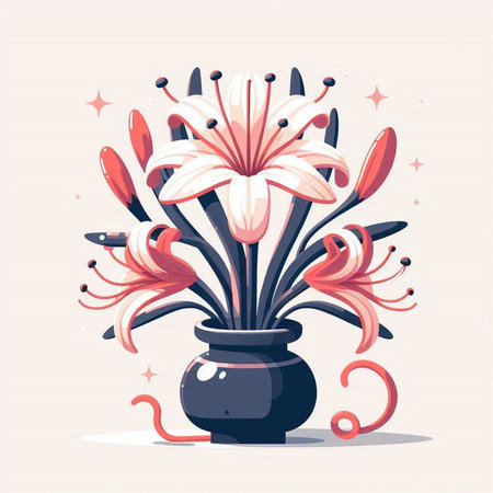 Flower in a vase. Vector illustration in a flat style.のイラスト素材