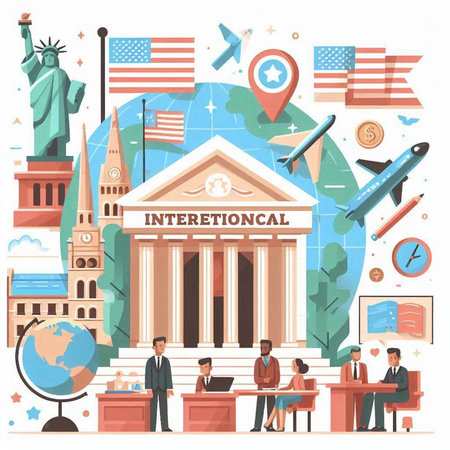 Welcome to New York, United States of America flat vector illustration.のイラスト素材