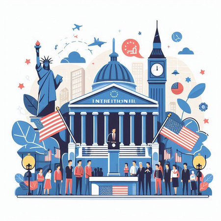 Flat design vector illustration concept of United States Presidential Election 2020.のイラスト素材