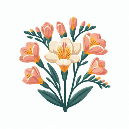 Flower bouquet isolated on white background. Hand drawn vector illustration.のイラスト素材