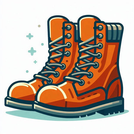 Vector illustration of an orange winter boot. Isolated on white background.のイラスト素材