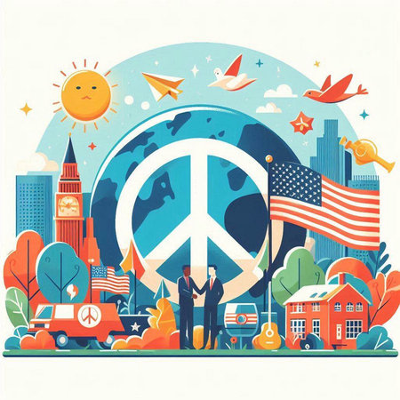 Concept of peace. Vector illustration in flat style. World peace day.のイラスト素材