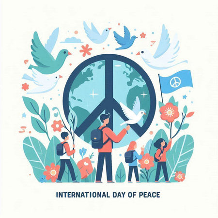 International Day of Peace concept. Vector illustration in flat design style.のイラスト素材