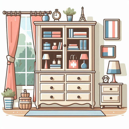 Furniture in the living room. Furniture for the house. Vector illustration.のイラスト素材