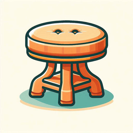 Illustration of a cartoon wooden stool isolated on a white background.のイラスト素材