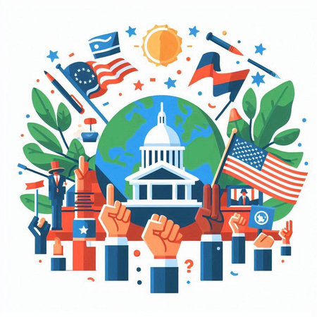 Flat design concept of United States elections. Vector illustration in flat styleのイラスト素材