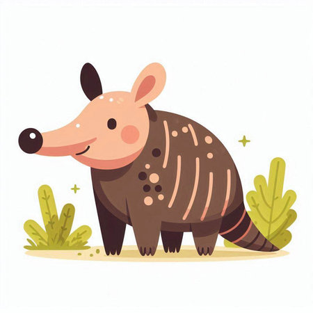 Cute little armadillo. Vector illustration in cartoon style.のイラスト素材