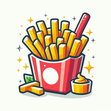French fries vector illustration, fast food, french fries icon, french fries iconのイラスト素材