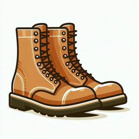 Vector illustration of a brown boot on a white background, isolated.のイラスト素材
