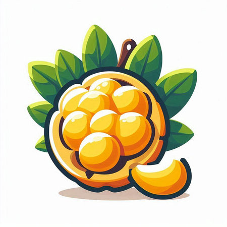 Illustration of a fresh custard apple on a white background.のイラスト素材