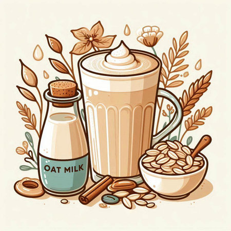 Coffee with milk and ingredients. Vector illustration for your designのイラスト素材