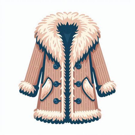 Vector illustration of a fur coat isolated on white background. Cartoon style.のイラスト素材
