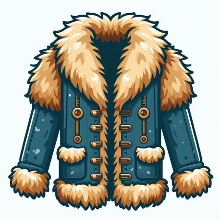 Vector illustration of a fur coat with a collar and a hood.のイラスト素材