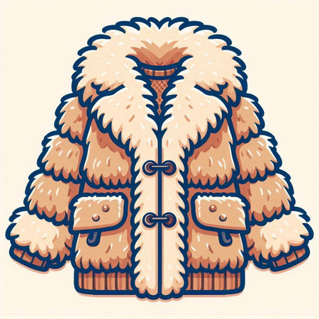 Vector illustration of a fur coat with a collar. Winter fashion.のイラスト素材