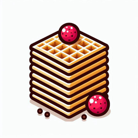 Belgian waffles with candies on white background. Vector illustration.のイラスト素材