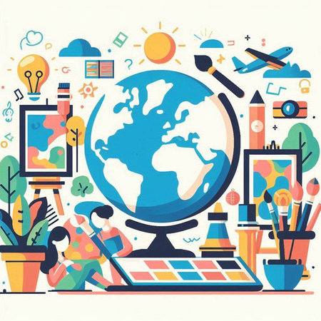 Flat design vector illustration concept of education, back to school.のイラスト素材