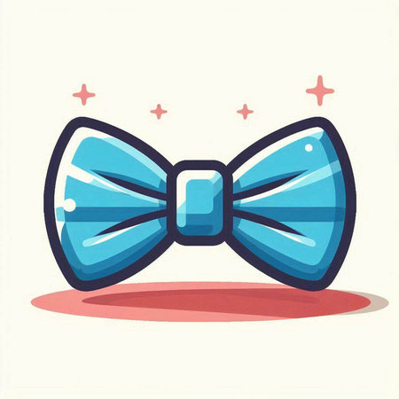 Illustration of a blue bow tie on a white background with starsのイラスト素材