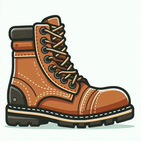 Pair of hiking boots on a white background. Vector illustration.のイラスト素材
