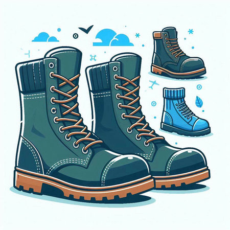 Set of winter boots. Vector illustration in cartoon style on white background.のイラスト素材