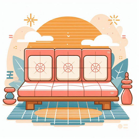 Sofa in the living room, flat style vector illustration.のイラスト素材