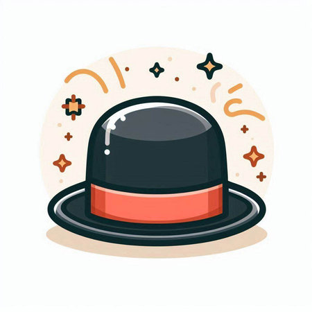 Magician hat. Vector illustration isolated on white background. Cartoon style.のイラスト素材