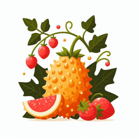 Fruit kiwano, kiwano, kiwano vector illustrationのイラスト素材