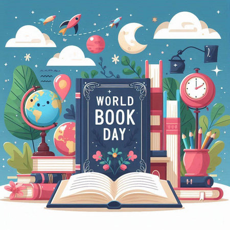 World Book Day. Vector illustration in flat cartoon style. Education background.のイラスト素材