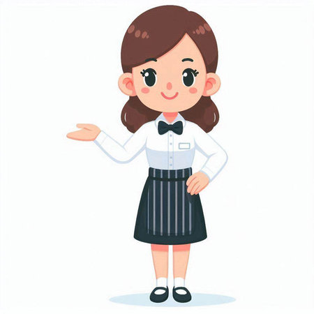 Girl in school uniform. Vector illustration isolated on a white background.のイラスト素材
