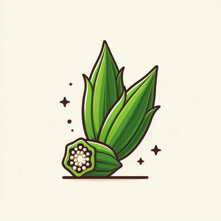 Illustration of okra, indian food, vector illustration.のイラスト素材