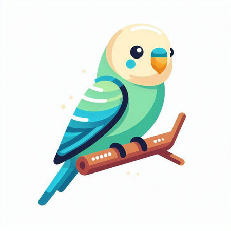 Cute parrot sitting on a branch. Vector illustration in cartoon style.のイラスト素材