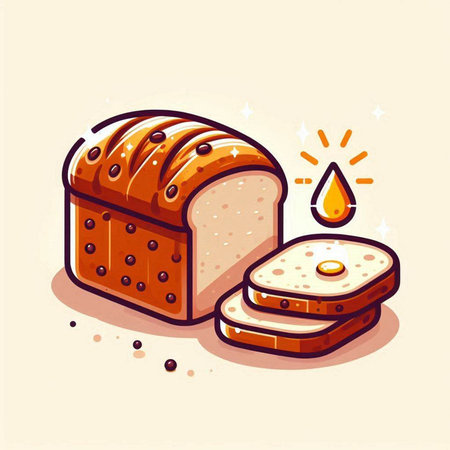 Illustration of a loaf of bread and a candle on a light backgroundのイラスト素材