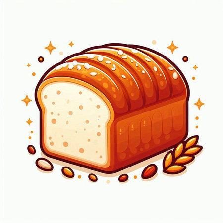Illustration of a loaf of bread with grains on a white backgroundのイラスト素材