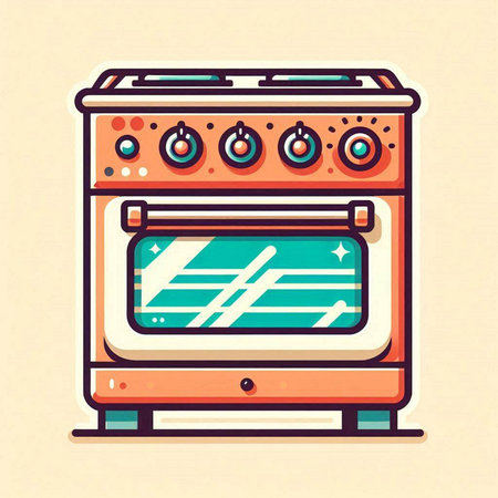 Stylized vector illustration of a modern electric stove on a light backgroundのイラスト素材