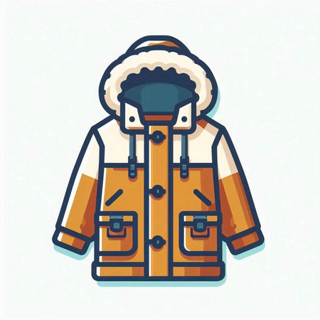 Winter jacket icon, vector illustration. Flat design style. Winter clothing.のイラスト素材